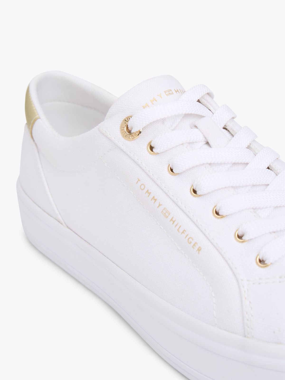 Metallic Accent Canvas Sneaker — White