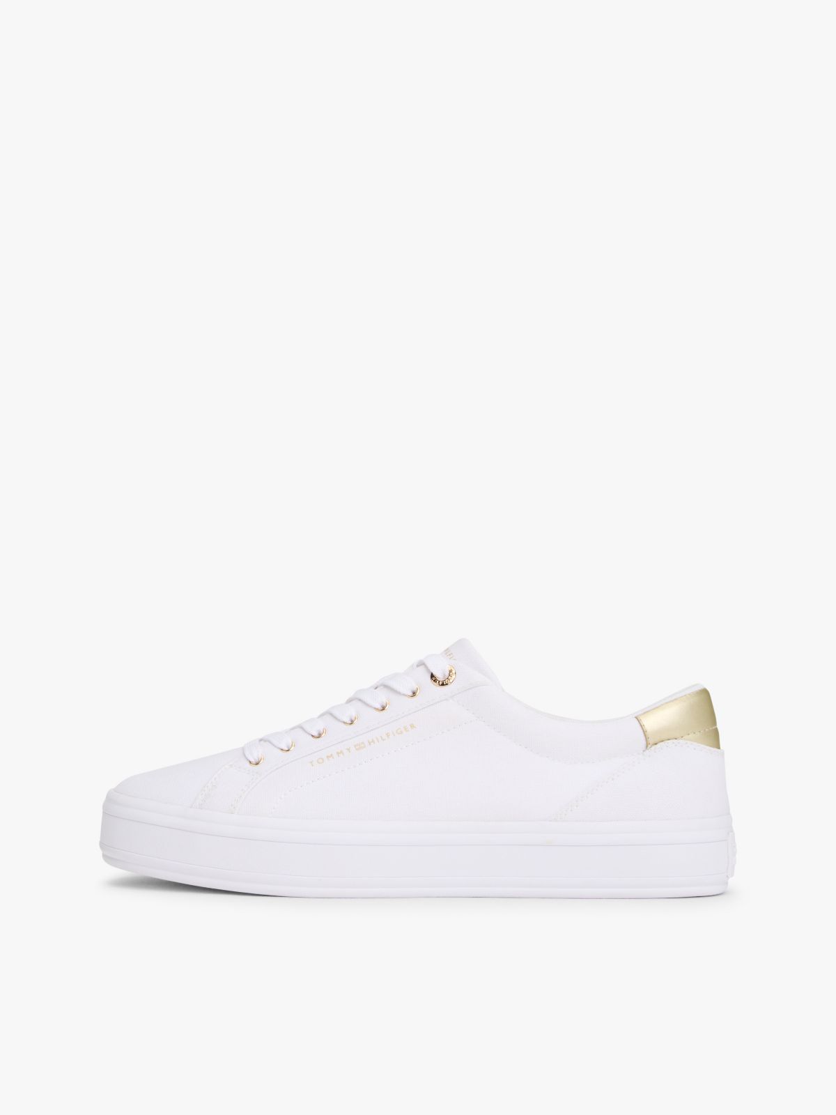 Metallic Accent Canvas Sneaker — White