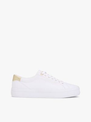 Metallic Accent Canvas Sneaker, White