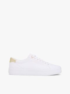 Metallic Accent Canvas Sneaker — White 1