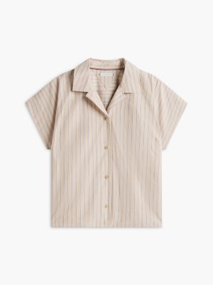 Женские рубашки Tommy Hilfiger Striped Poplin Camp Shirt — фото 5