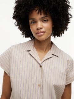 Striped Poplin Camp Shirt — Clayed Pebble 3