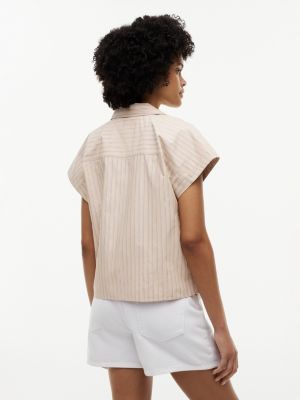 Женские рубашки Tommy Hilfiger Striped Poplin Camp Shirt — фото 4