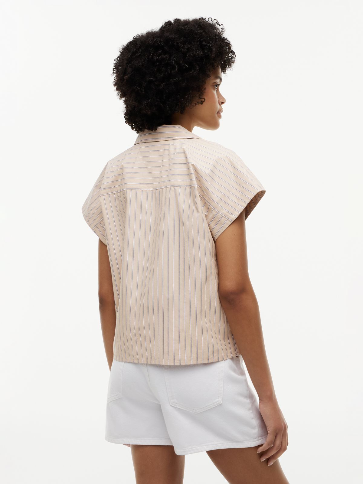 Striped Poplin Camp Shirt — Clayed Pebble