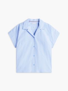 Striped Poplin Camp Shirt — Vessel Blue 5