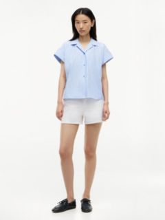 Striped Poplin Camp Shirt — Vessel Blue 2