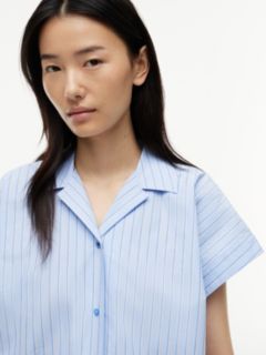 Striped Poplin Camp Shirt — Vessel Blue 3