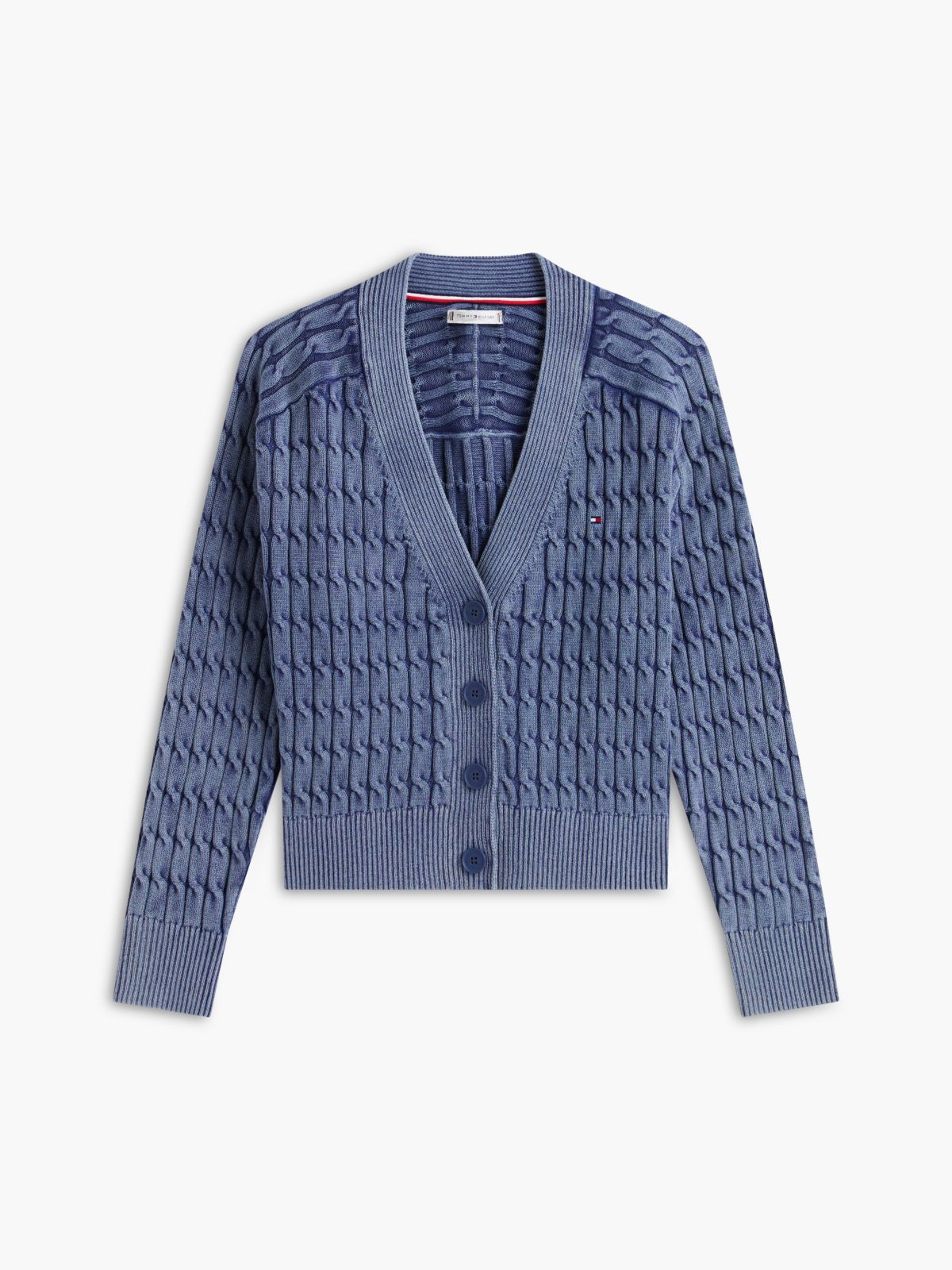 Garment-Dyed Cable Knit Cardigan — Preppy Navy