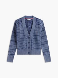 Garment-Dyed Cable Knit Cardigan — Preppy Navy 5