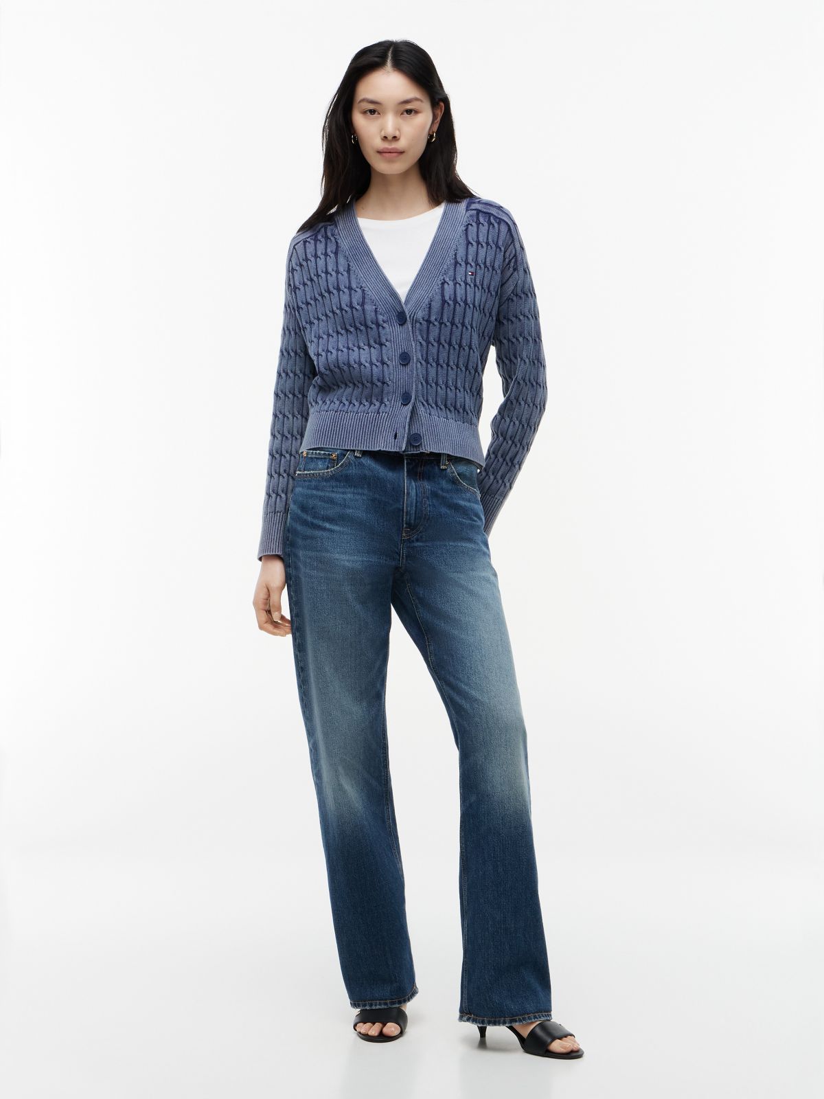 Garment-Dyed Cable Knit Cardigan — Preppy Navy