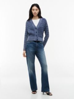 Garment-Dyed Cable Knit Cardigan — Preppy Navy 2