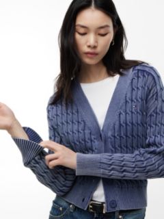 Garment-Dyed Cable Knit Cardigan — Preppy Navy 3