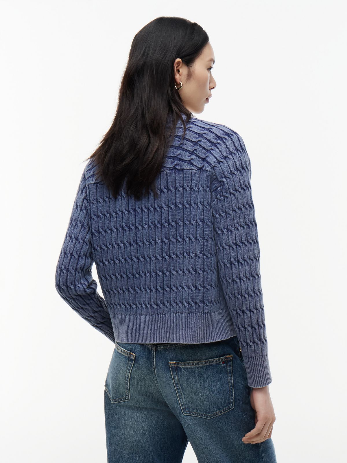Garment-Dyed Cable Knit Cardigan — Preppy Navy