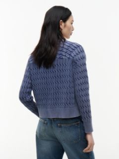 Garment-Dyed Cable Knit Cardigan — Preppy Navy 4