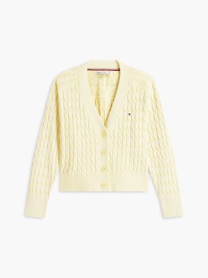 Женский кардиган Tommy Hilfiger Garment-Dyed Cable Knit, цвет: Citronella — фото 5