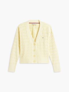Garment-Dyed Cable Knit Cardigan — Citronella 5