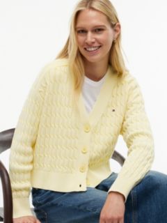 Garment-Dyed Cable Knit Cardigan — Citronella 3