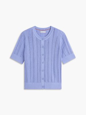 Short-Sleeve Mixed-Knit Cardigan | Tommy Hilfiger