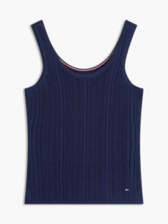 Mixed-Knit Tank Top — Preppy Navy 5