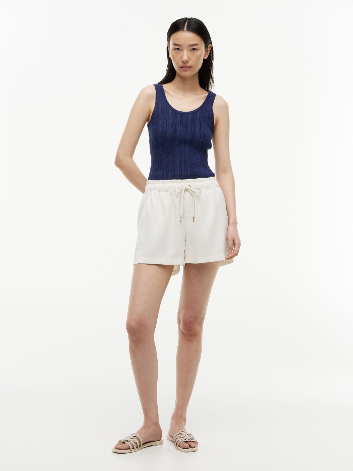 Mixed-Knit Tank Top — Preppy Navy