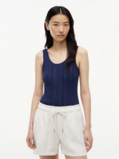 Mixed-Knit Tank Top — Preppy Navy 1