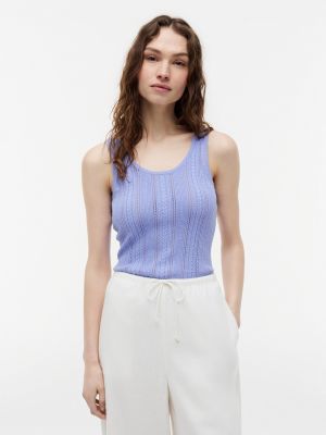 Mixed-Knit Tank Top, Thunder Lilac