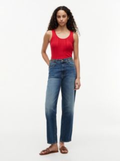 Mixed-Knit Tank Top — Primary Red 2