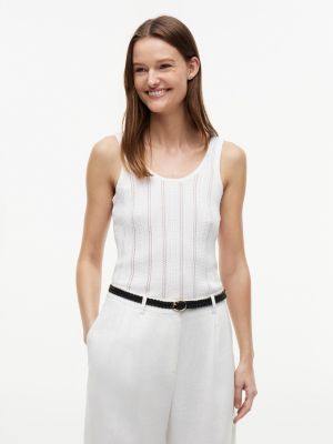 Mixed-Knit Tank Top, Optic White