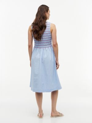 Tommy Hilfiger Striped Shirred Poplin Midi Dress — фото 4
