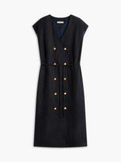 Nautical Cotton-Linen Blend Midi Dress — Black 5