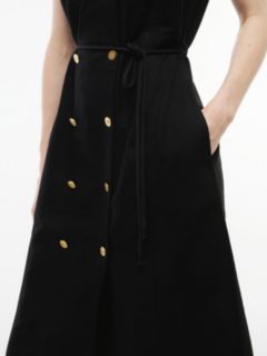 Nautical Cotton-Linen Blend Midi Dress — Black 3