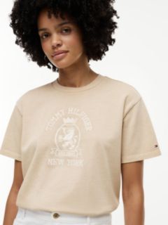 Crest Logo Garment-Dyed Boxy T-Shirt — Clayed Pebble 3