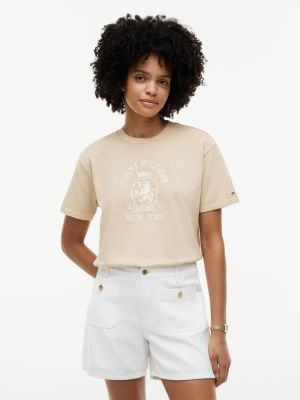 Crest Logo Garment-Dyed Boxy T-Shirt, Clayed Pebble
