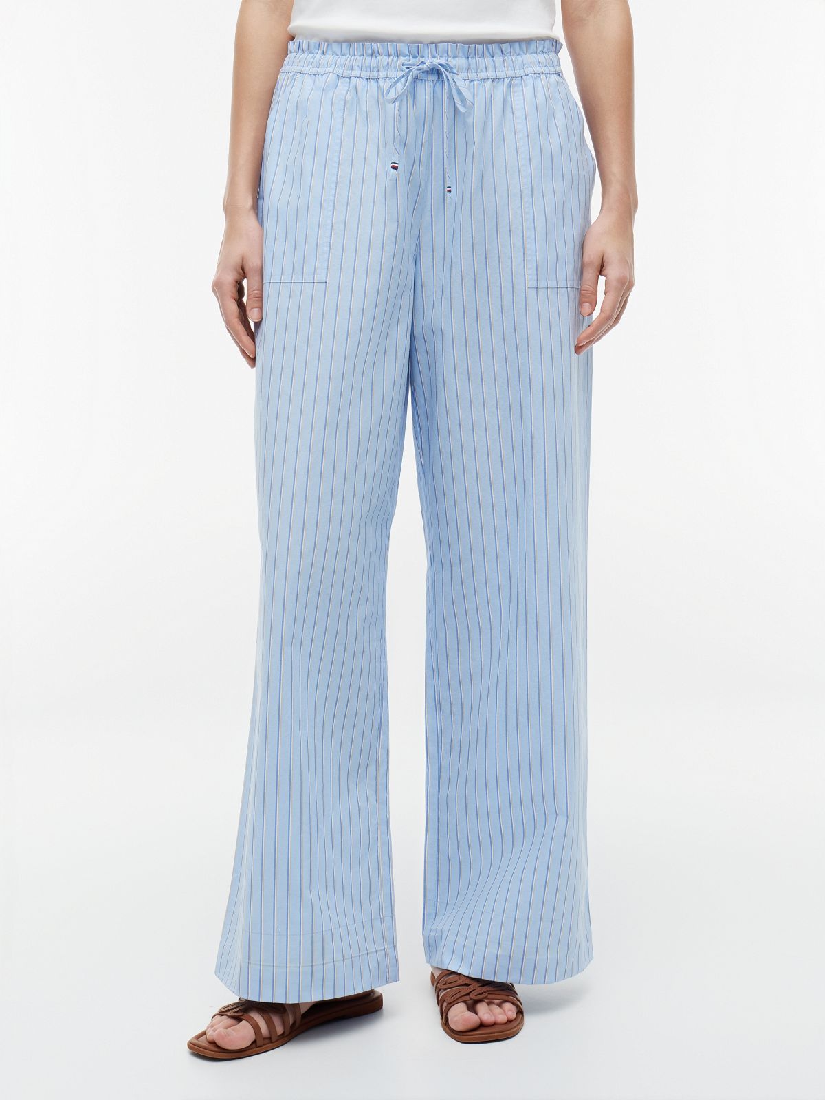 Striped Poplin Pull-On Pant — Vessel Blue