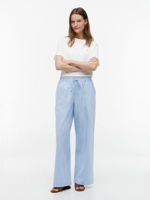 Striped Poplin Pull-On Pant, Vessel Blue