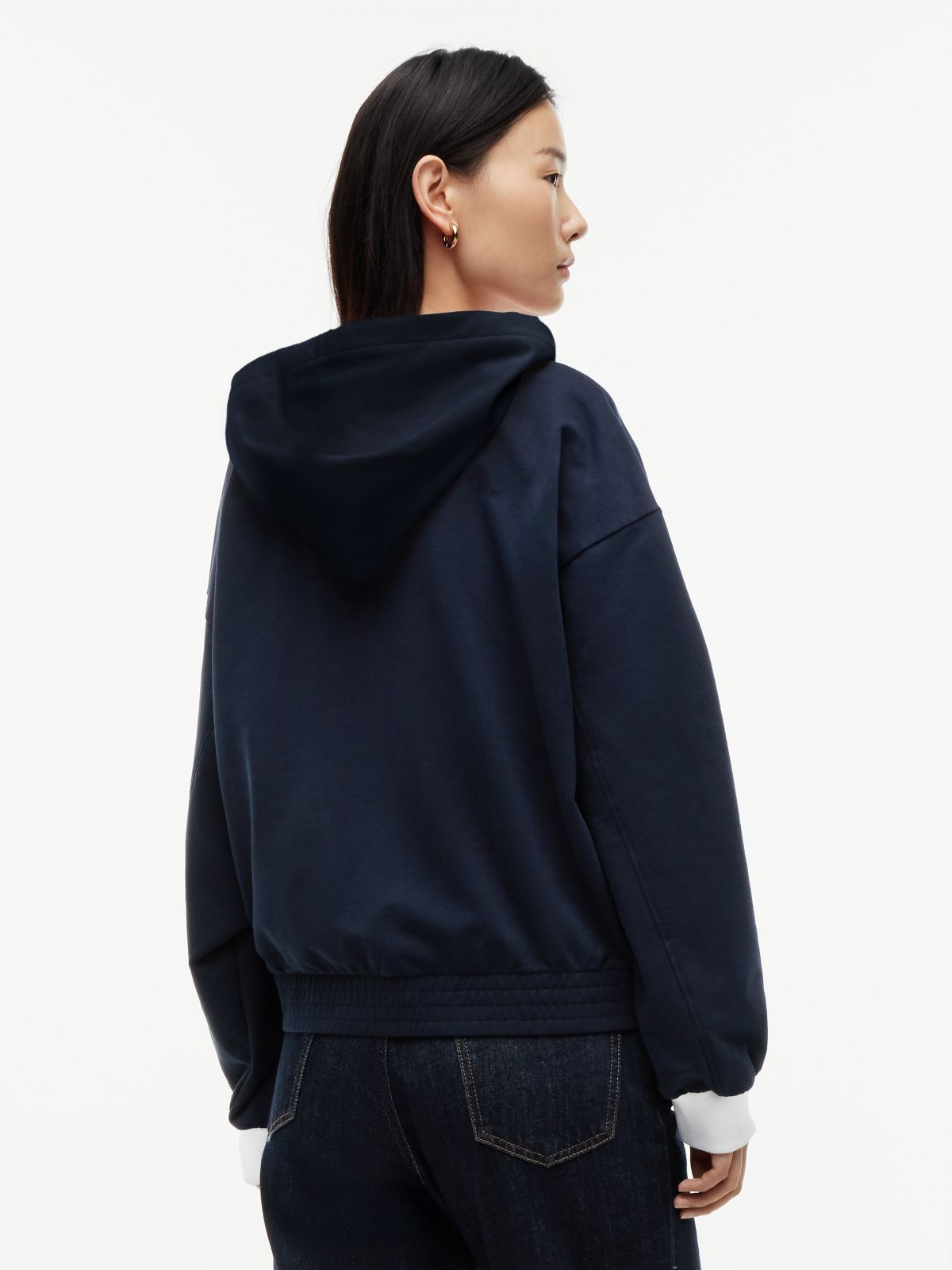 Stars & Stripes Colorblock Zip Hoodie — Navy Blue