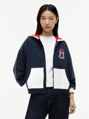 Stars & Stripes Colorblock Zip Hoodie, Navy Blue