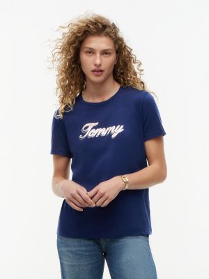 Foiled Script Logo T-Shirt, Preppy Navy