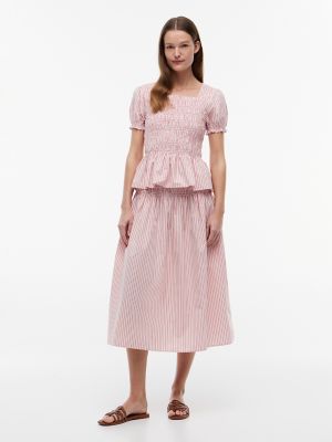 Striped Shirred Poplin Midi Skirt | Tommy Hilfiger