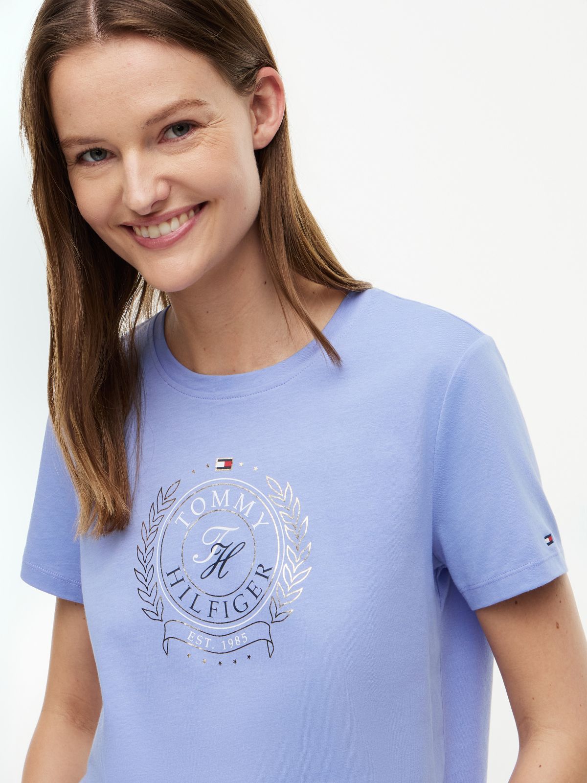 Foiled Laurel Leaf Logo T-Shirt — Thunder Lilac