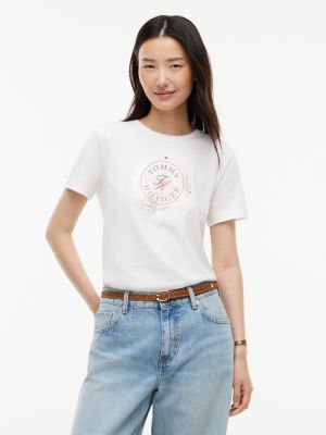 Foiled Laurel Leaf Logo T-Shirt, Ecru