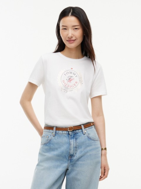 Женские футболки Tommy Hilfiger Foiled Laurel Leaf Logo T-Shirt