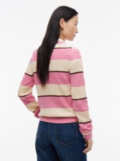 Rugby Stripe Cable Knit Sweater — Mystic Pink 4