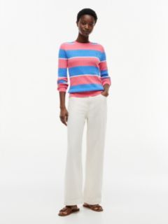 Rugby Stripe Cable Knit Sweater — Garden Rose 2