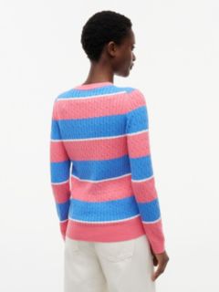 Rugby Stripe Cable Knit Sweater — Garden Rose 4