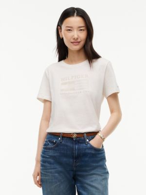 Tonal Flag Logo T-Shirt, Beige Heather
