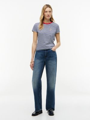 Женские футболки Tommy Hilfiger Script Monogram Striped T-Shirt — фото 2