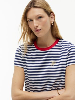 Женские футболки Tommy Hilfiger Script Monogram Striped T-Shirt — фото 3