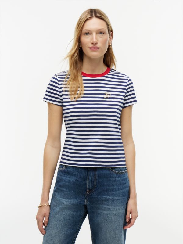 Script Monogram Striped T-Shirt — Preppy Navy