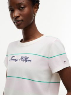 Embroidered Script Logo Striped T-Shirt — Pink Lily 3